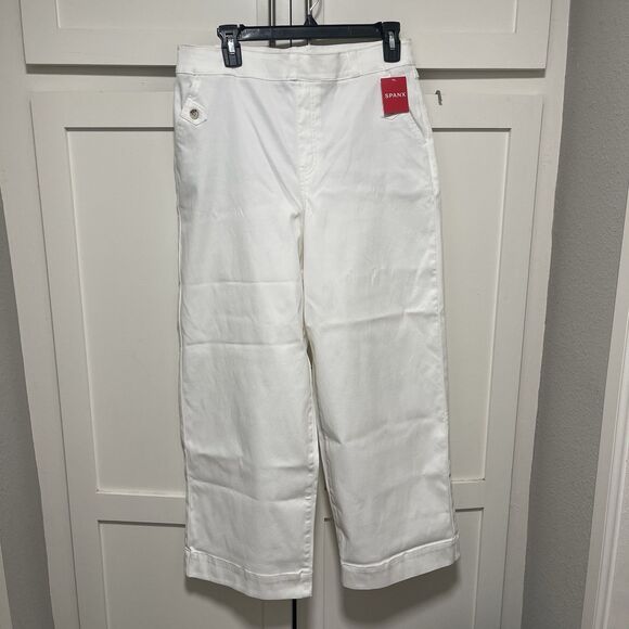 NWT SPANX Stretch Twill Cropped Wide Leg Pant Classic White 20312R Size XL - Picture 7 of 12